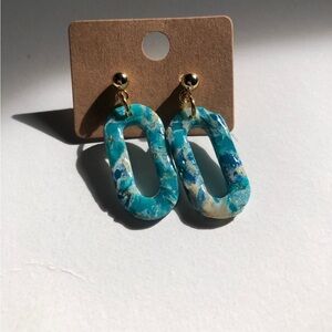 Blue and Gold Dangle Earrings